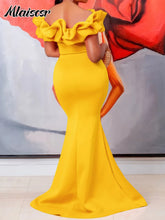 Mlaiscsr African Off the Shoulder Ruffles Black Mermaid Dress for Woman Elegant Luxury Birthday Evening Wedding Dinner Vestidos
