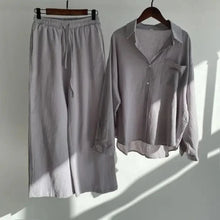 Women's Retro Cotton Linen Shirt Set High Waist Loose Pants Two Piece Suit Traditional Chinese Style Clothing Ensemble