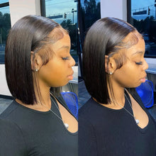 Straight Short Bob Wigs 13x4 Human Hair Lace Frontal Wigs 200% Remy Pre Plucked Transparent Lace 4x4 Short Bob Wigs For Women