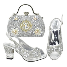 Italian Shoes and Bags Matching Set with Rhinestone Plus Size Shoes Luxury Italian Shoe and Bag Set 2025 Wedding Shoes Bride