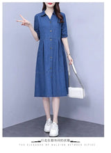 Oversized 5XL Single Breasted Denim Dress For women 2024 Summer New Short sleeved Shirt Denim Dresses Female Casual Clothes