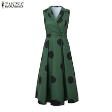 ZANZEA Summer Office Lady Sundress Woman Stylish Polka Dot Maxi Dresses Elegant Party Dress Fashion Sleeveless Holiday Robe 2025