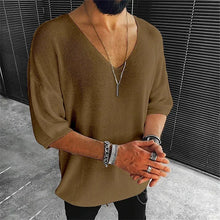 New 2025 Men's Summer Short Sleeve Knit Tops Shirts Casual V-neck British Loose Shirts Male Solid Shirts for Men Fashion Tops