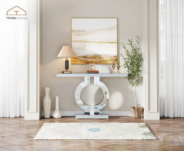 43.3-Inch (110cm)Mirrored Console Table, Modern Entryway Table with Thickened Mirror Finish Tabletop