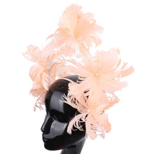 Elegant Women Wedding Hair Fascinator Accessories Headband Bridal Party Show Headwear Fancy Blue Feather Flower Hair Accessories