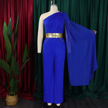Elegant Jumpsuits & Rompers for Woman One Shoulder Flying Sleeve High Waisted Luxury Birthday Party Dinner Outfits Overalls 2024