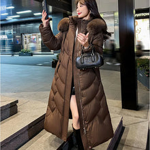 Women's Winter Warm White Duck Down High Quality Natural Fur Collar Jacket