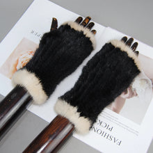 2025 New Brand Style Top Quality Women's 100% Winter Warm Real Mink Fur Knitted Half Finger Gloves Girls Typing Mittens