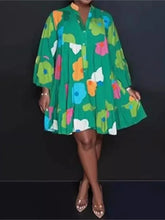 Autumn Women's New Loose Fashionable Printed Long Sleeved Sexy V-neck Single Breasted Shirt Big Swing Half Body Jumpsuit