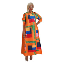 2023 Fashion African 3/4 Sleeve Polyester Plus Size O-Neck Pleated Long Dress Dashiki African Clothes African Dresses for Women