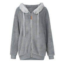 Women's Winter Fashionable Hooded Fleece Solid Color Jacket