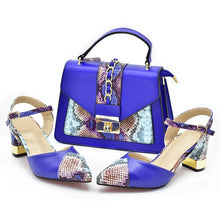 New Design Italian Shoe and Bag Set for Party In Women Ladies Shoes and Sandals Snake Print Heels Wedding Shoes for Women Bride