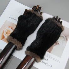 2025 New Brand Style Top Quality Women's 100% Winter Warm Real Mink Fur Knitted Half Finger Gloves Girls Typing Mittens