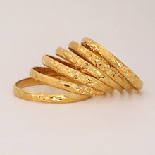 8MM 6Pcs/Lot Dubai Gold Bangles for Women Men 24k Color Ethiopian Bracelets African Jewelry Saudi Arabic Wedding Bride Gift