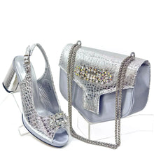 Italian Rhinestone Decoration Women's Shoes And Bag Set