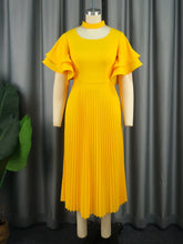 Plus Size A Line Dresses Yellow Butterfly Short Sleeve Cut Out High Waist Office Work Daily Evening Party Outfits for Women 2024