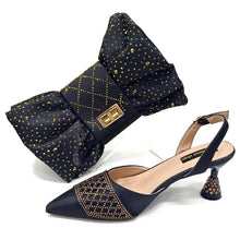 Women's Italian Party Shoes and Bag Set With Elegant Diamond Butterfly