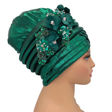 2024 New African Women's Turban Cap Nigeria Auto Gele Headtie Already Made Wedding Geles Female Head Wraps with Diamond Flower