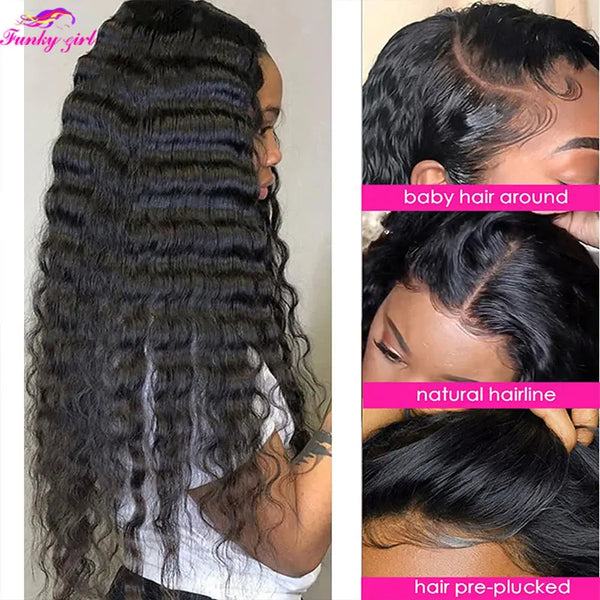 Loose Deep Wave Lace Front Wig Human Hair Wigs For Women Pre Plucked Brazilian 13x4 Frontal Wig Deep Part 180% Density Remy Wigs