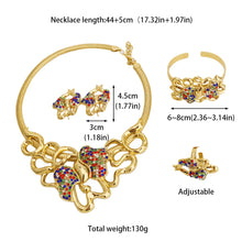 Dubai Gold Plated Jewelry Set Women Luxurious Necklace Earrings Bracelet Ring 4pcs Bride Wedding Party Jewelry Set Gift