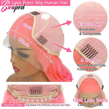 30 32 inch 250% Body Wave 13x4 13x6 Hd Lace Frontal Wig Pre Plucked Transparent Colored Lace Front Pink Wig For Women Glueless