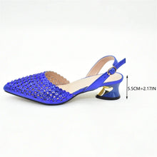 Italian Shoes with Matching Bags Set Decorated with Rhinestone African Shoes for Women Mid Heels Party Pumps  Plus Size Heels 43