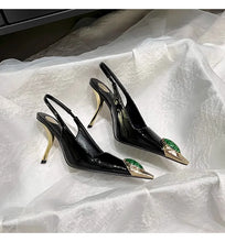 Women's Gem Metal Pointed Temperament High Heels with Sexy Empty Sandals