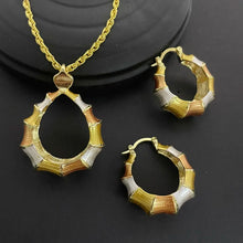 24K Gold-plated Two Piece Copper Jewelry Set India Dubai Jewelry Gold Warped Geometry Necklace Earrings