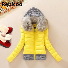 Women's Fashionable Big Fur Collar Hooded Jacket