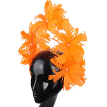 Elegant Women Wedding Hair Fascinator Accessories Headband Bridal Party Show Headwear Fancy Blue Feather Flower Hair Accessories