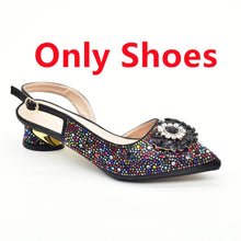 Purple Shoe and Bag Set for Party Women Shoes and Bags To Match Set Italy Elegant Rhinestone Lady Heeled Pumps Women Wedding