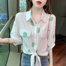 Fashion Lapel Loose Bandage Bow Polka Dot Shirt Women's Clothing 2025 Summer New Oversized Casual Tops Half Sleeve Korean Blouse