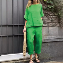2025 Summer New Women's 2-piece Plus-size Cotton And Linen Shirt + High-waisted Pant Suit 2 Piece Sets Womens Outfits