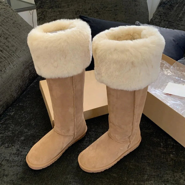 Women Winter Snow Boots Outdoor Warm Plush Cold-proof Women Shoes High Quality Slip on Versatile Round Long Boots Botas De Mujer
