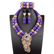 Artificial Coral Women Pendant Necklace Bracelets Earrings Suit African Wedding Jewelry Set Nigeria Bride Accessories Party Gift