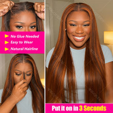 Ginger Mixed Brown Long Silky Straight Highlight Wig Human Hair 5x5 Lace Front Glueless Wigs Human Hair Bralizian