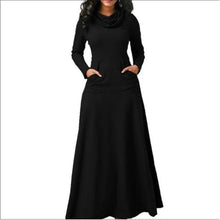 Women's Elegant Plus Size Maxi High Collar Long-sleeved Dress
