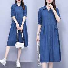 Oversized 5XL Single Breasted Denim Dress For women 2024 Summer New Short sleeved Shirt Denim Dresses Female Casual Clothes