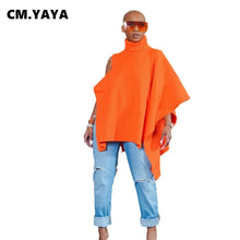 CM.YAYA Elegant Women Winter 2025 Streetwear One Long Sleeve Asymmetrical Turtleneck INS Pullovers Sweater Casual Tops