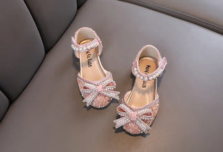AINYFU New Girls Sequins Party Sandals Summer Fashion Kids Rhinestone Bow Princess Sandals Children's Performance Shoes H950