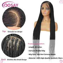 Synthetic Box Side Part Braided Wigs For Black Women Cornrow Braids Lace Wigs Full Lace Front Wig Braid African Hair Braided Wig