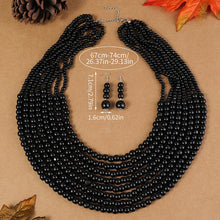 1SET African Style Multi-Layer Wooden Bead Jewelry Set Chokers Necklace Colorful Bohemian Necklace Earrings Set Party Jewelry