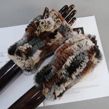 Women's Knit Faux Fur Winter Warm Finger-less Gloves