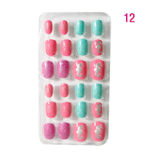 24Pcs/Set Kids Candy Flower Cute Fake Nails Detachable Full Cover False Nails Press On Nails Children Girls Nail Decoration Gift