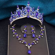 Baroque Wedding Crown for Bride 3-pack Tiara Earrings Necklace Bridal Jewelry Set Champagne Crystal Costume Party Birthday Gift
