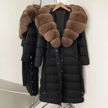 Real Fox Fur Collar Puffer Jacket Duck Down Thuck Coat For Women