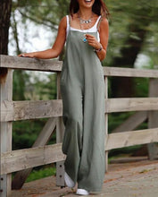 Women's Sleeveless Plus Size Jumpsuit Cotton And Linen Solid Loose Wide Leg Slash Pocket Casual  Ankle-Length Pants 2024