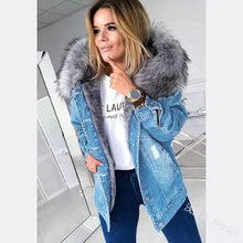 Women's Winter Large Size Denim Warm Jacket