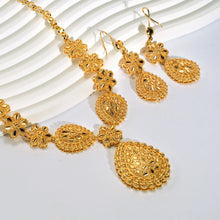9999 24K real gold Bridal Necklace Earrings two-piece India Dubai Jewelry drop shaped sarcopenia jewelry set
