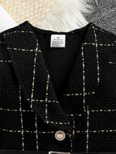 Spring 2025 Fashion Kids 2-piece ceremonial dress for cute girls  Solid color crew neck shirt + plaid lapel skirt suit